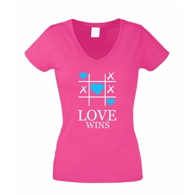 Damen V-Ausschnitt T-Shirt - LOVE WINS