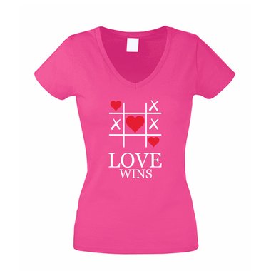 Damen V-Ausschnitt T-Shirt - LOVE WINS