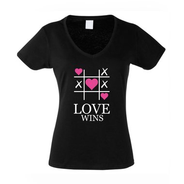 Damen V-Ausschnitt T-Shirt - LOVE WINS
