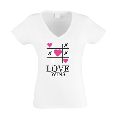 Damen V-Ausschnitt T-Shirt - LOVE WINS