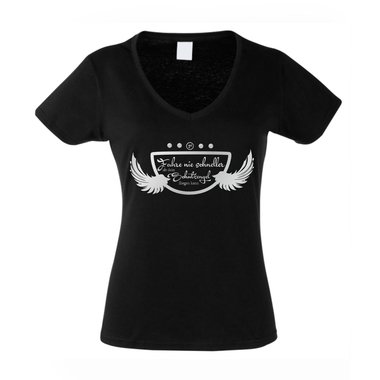 Damen V-AUSSCHNITT T-Shirt - Fahre nie schneller als dein Schutzengel MOTIV 2