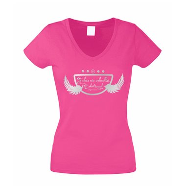 Damen V-AUSSCHNITT T-Shirt - Fahre nie schneller als dein Schutzengel MOTIV 2