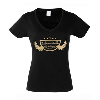 Damen V-AUSSCHNITT T-Shirt - Fahre nie schneller als dein Schutzengel MOTIV 2