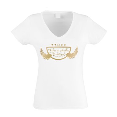 Damen V-AUSSCHNITT T-Shirt - Fahre nie schneller als dein Schutzengel MOTIV 2