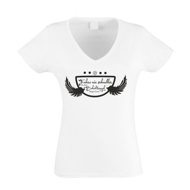 Damen V-AUSSCHNITT T-Shirt - Fahre nie schneller als dein Schutzengel MOTIV 2