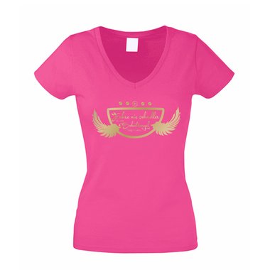 Damen V-AUSSCHNITT T-Shirt - Fahre nie schneller als dein Schutzengel MOTIV 2