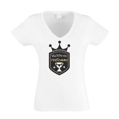 Damen V-AUSSCHNITT T-Shirt - Weltbeste Freundin