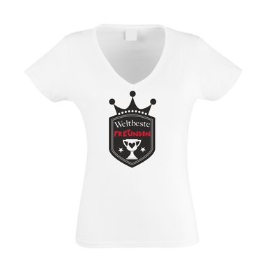 Damen V-AUSSCHNITT T-Shirt - Weltbeste Freundin