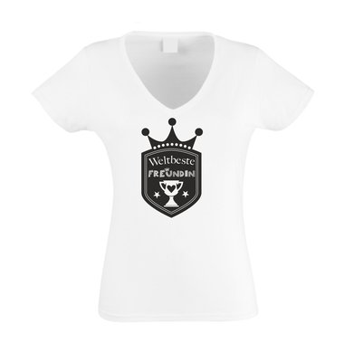 Damen V-AUSSCHNITT T-Shirt - Weltbeste Freundin