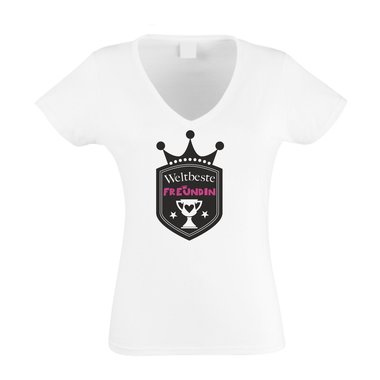 Damen V-AUSSCHNITT T-Shirt - Weltbeste Freundin