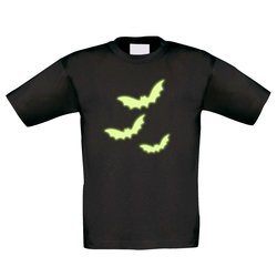 Kinder Halloween Shirt - Drei Fledermäuse - glow in the dark