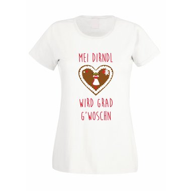 Damen T-Shirt - Mei Dirndl wird grad gwoschn (mit Dirndl)