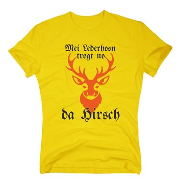 Herren T-Shirt - Mei Lederhosn trogt no da Hirsch