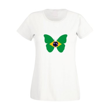 Damen T-Shirt Brasilien Schmetterling