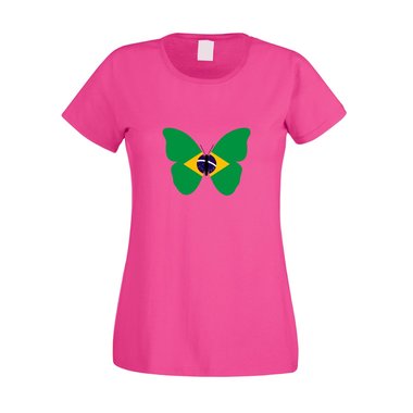 Damen T-Shirt Brasilien Schmetterling