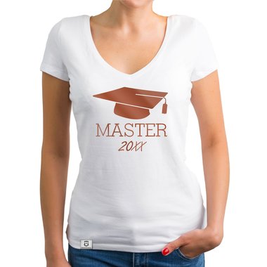 Damen T-Shirt V-Neck - Master mit Wunschjahr