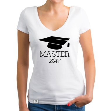 Damen T-Shirt V-Neck - Master mit Wunschjahr