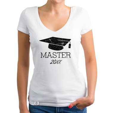 Damen T-Shirt V-Neck - Master mit Wunschjahr