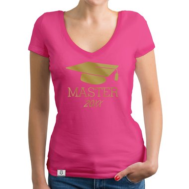 Damen T-Shirt V-Neck - Master mit Wunschjahr