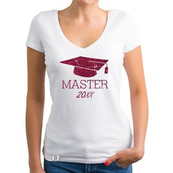 Damen T-Shirt V-Neck - Master mit Wunschjahr