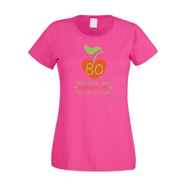 Damen T-Shirt 80. Geburtstag - Diese Zahl hat nichts mit mir zu tun