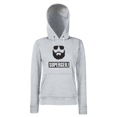 Damen Hoodie Supergeil Bart
