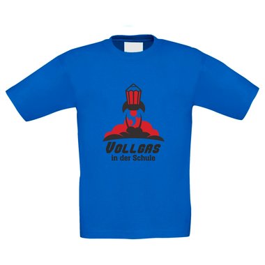 Kinder T-Shirt - Vollgas in der Schule! dunkelblau-weiss 110-116