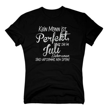 Herren T-Shirt - Kein Mann ist perfekt, aber die im Juli Geborenen sind verdammt nah dran! orange-gelb M