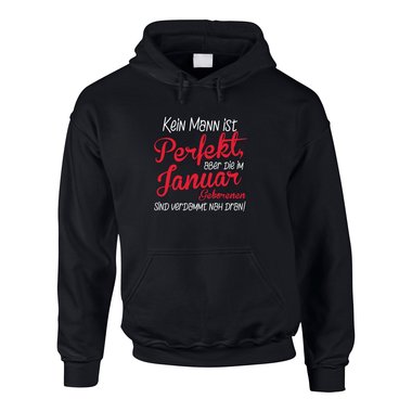 Herren Hoodie - Kein Mann ist perfekt, aber die im Januar Geborenen sind verdammt nah dran! grau-dunkelblau 4XL