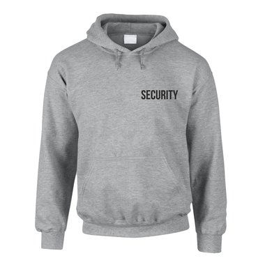 Security Bekleidung - Herren Hoodie - beidseitig bedruckt grau-schwarz 4XL