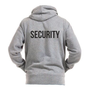 Security Bekleidung - Herren Hoodie - beidseitig bedruckt grau-schwarz 4XL
