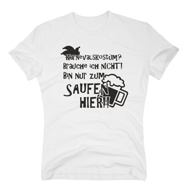Karneval Shirt - Herren - Karnevalskstum? Brauche ich nicht! Hut und Bier weiss-schwarz XXXL