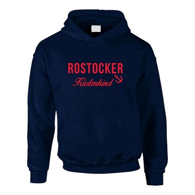 Kinder Hoodie Rostocker Kstenkind dunkelblau-rot 110-116