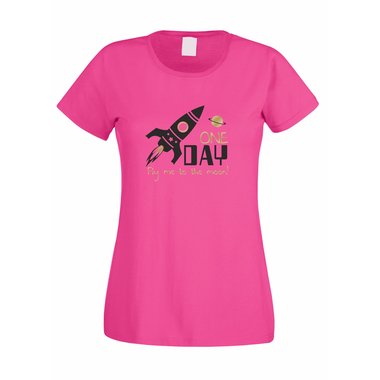 One day fly me to the moon - Damen T-Shirt