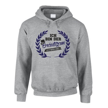 Herren Hoodie - Ich bin der Brutigam, jetzt wirds ernst - mit Kranz