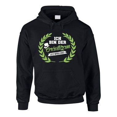 Herren Hoodie - Ich bin der Brutigam, jetzt wirds ernst - mit Kranz