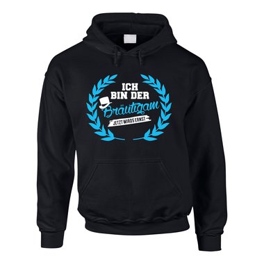 Herren Hoodie - Ich bin der Brutigam, jetzt wirds ernst - mit Kranz