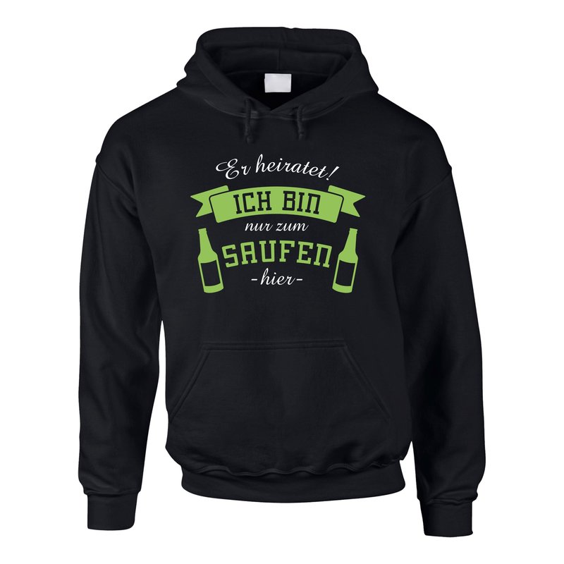 Herren Hoodie - Er heiratet! Ich bin nur zum Saufen hier - mit Bierfl