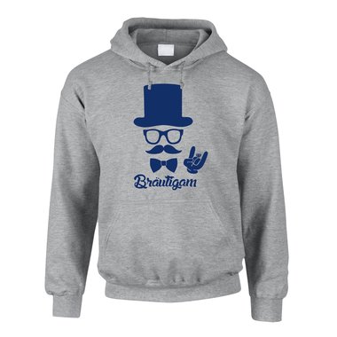 Junggesellen Hoodie Herren - Brutigam - mit Zylinder und Mustache