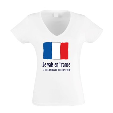 EM Damen T-Shirt V-Neck - Je vais en France - Au championnat d´Europe 2016