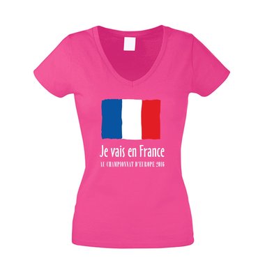 EM Damen T-Shirt V-Neck - Je vais en France - Au championnat dEurope 2016