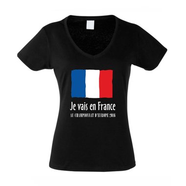 EM Damen T-Shirt V-Neck - Je vais en France - Au championnat d´Europe 2016