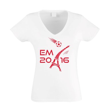 Damen T-Shirt V-Neck EM 2016 - Eifelturm