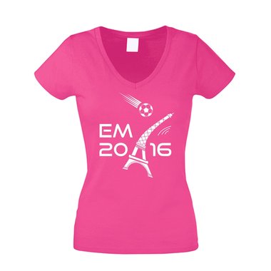 Damen T-Shirt V-Neck EM 2016 - Eifelturm