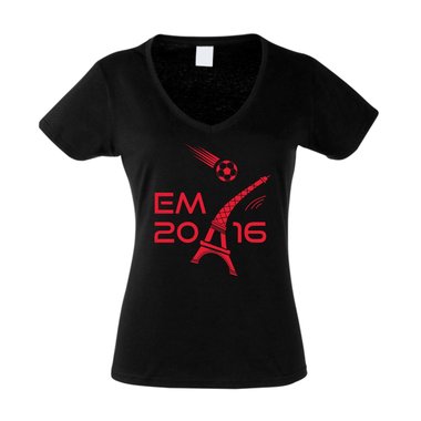 Damen T-Shirt V-Neck EM 2016 - Eifelturm