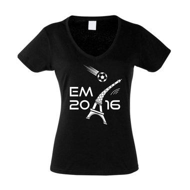 Damen T-Shirt V-Neck EM 2016 - Eifelturm
