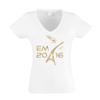 Damen T-Shirt V-Neck EM 2016 - Eifelturm
