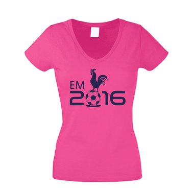 Damen T-Shirt V-Neck EM 2016 - Hahn