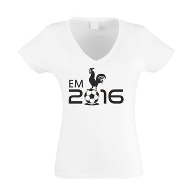 Damen T-Shirt V-Neck EM 2016 - Hahn