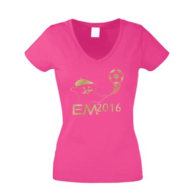 EURO 2016 Damen T-Shirt V-Neck Fuballnation